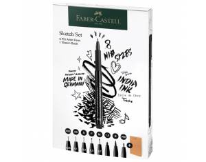 Set Pitt artist pen+Sketchbook pk9 Faber Castell 267102